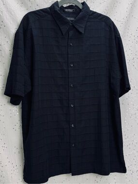 Vintage Y2K Geoffrey Beene Textured Windowpane Rayon Blend Button Up Shirt L